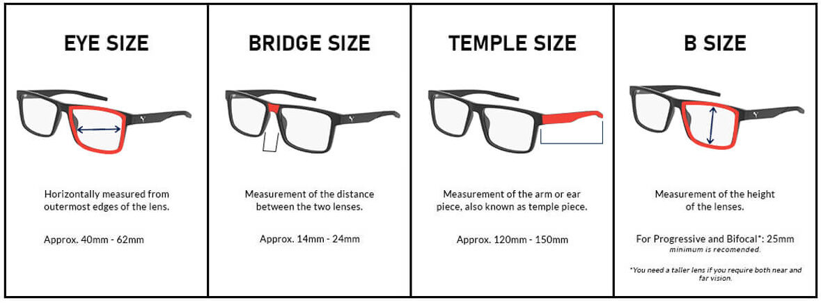 Glasses Measurements, Frames Size Guide